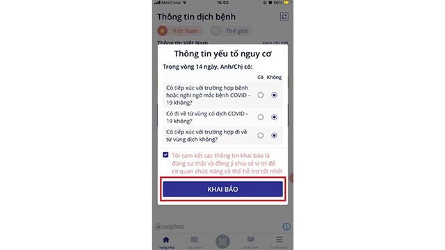 Cách khai báo y tế qua app NCOVI