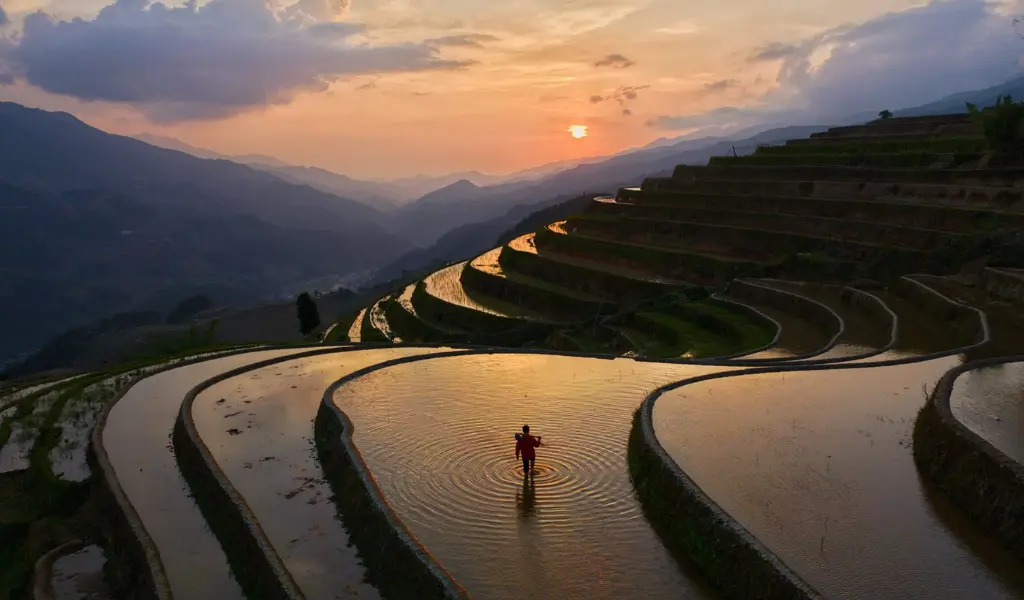 Các điểm ngắm ruộng bậc thang mùa nước đổ đẹp nhất ở Tây Bắc