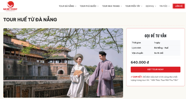 Lịch trình tour Huế được Đại Việt Tourist nghiên cứu xây dựng rất khoa học 