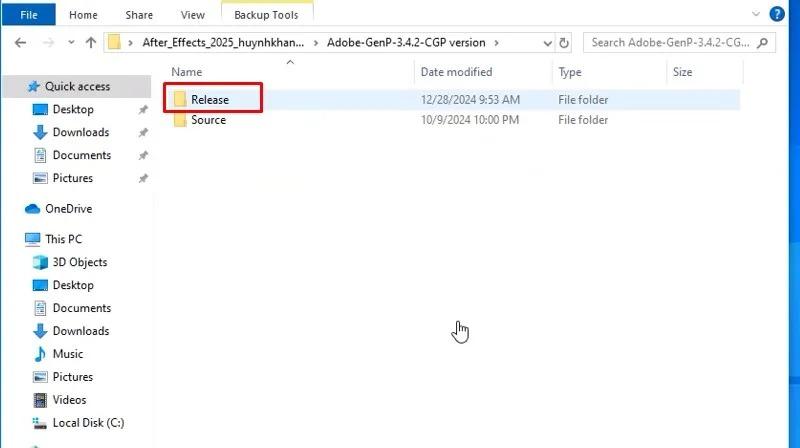 Vào thư mục như hình