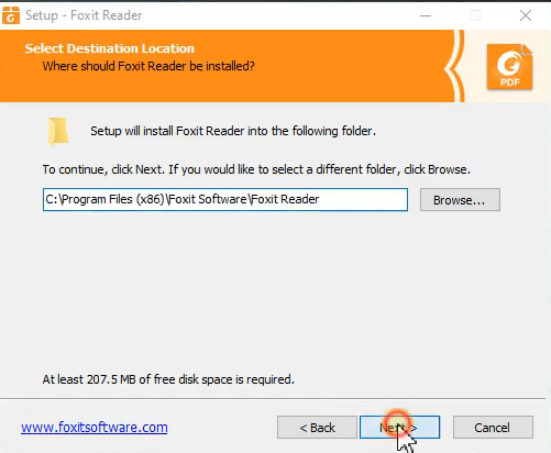 Thay đổi đường dẫn cài đặt hoặc để mặc định rồi bấm Next.