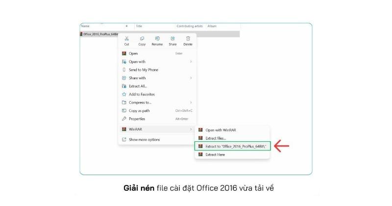 Giải nén file cài đặt Office 2016