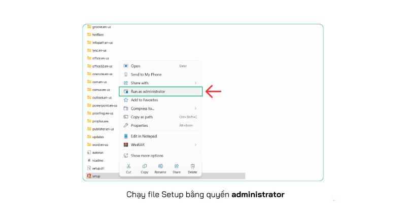 Chạy file cài đặt với quyền quản trị