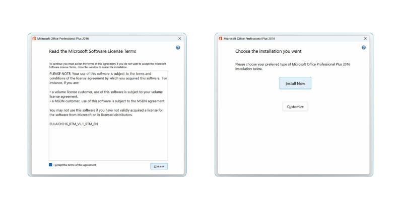 Chấp nhận điều khoản và chọn chế độ cài đặt