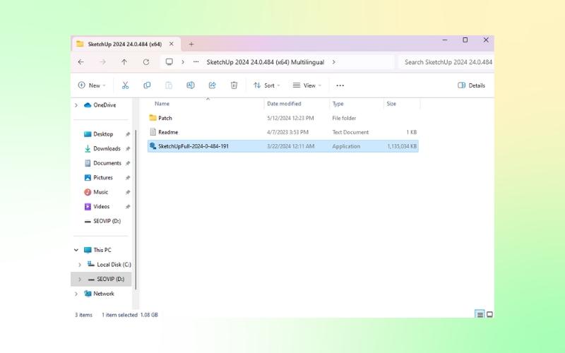Chạy file SketchUp Full-2024-0-484-191