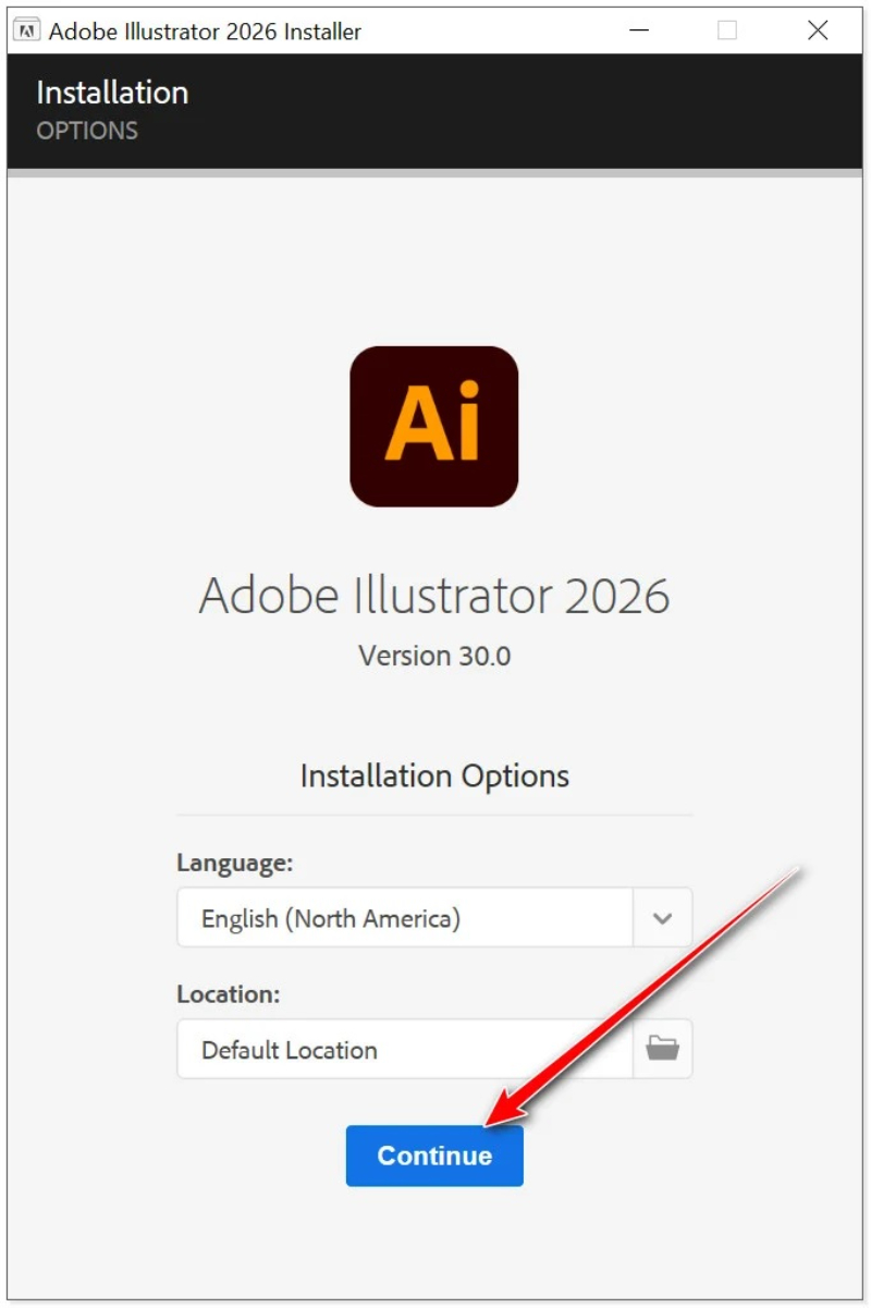 Các bước cài đặt Illustrator 2026